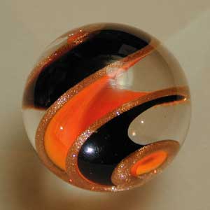 Ribbon Marble, black and orange trimmed with goldstone